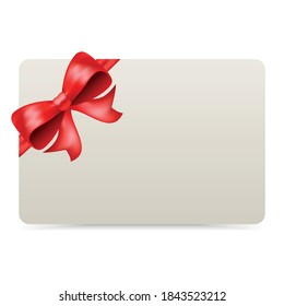 Red vector satin bow card for presents, cards, gift cards, birthday, holidays and other
