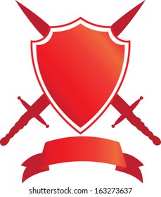 Red Vector Shields with swords
