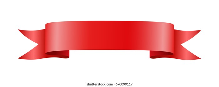 Red vector shiny blank ribbon label for your text isolated on white background