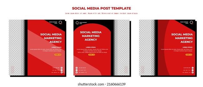 Red Vector Social Media Post Template, vector art illustration and text