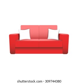 Red vector sofa isolated on white background