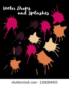 Red Vector Splashes, Hand Painted Watercolor Bang. Indian Holi Color Festival, Paint Highlight, Burst. Red Holi Paint Burst, Vector Craft Logo Element. Uneven Texture Graffiti Shapes, Button