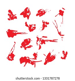 Red vector spots and blots on a white background