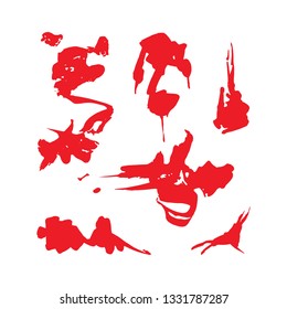 Red vector spots and blots on a white background