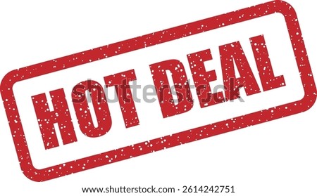 Red vector stamp saying “HOT DEAL”. Perfect for drawing attention to exceptional offers, trending products, or big discounts