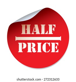 Red vector sticker HALF PRICE