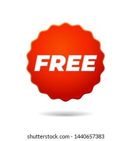 Red Vector Sticker on white background, free - Vector Illustration