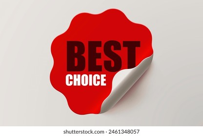 Pegatina de Vector rojo y texto Best Choice. Elemento gráfico aislado. Ilustración vectorial