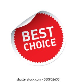 Red vector sticker and text BEST CHOICE