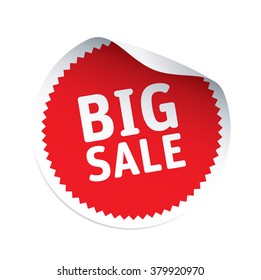 Red vector sticker and text BIG SALE