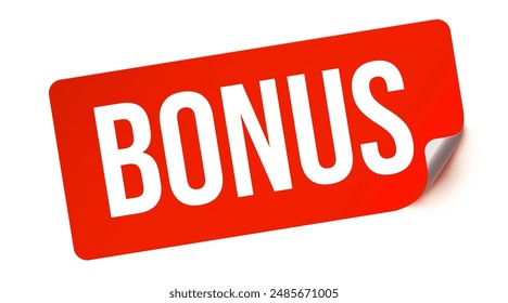 Red vector sticker and text Bonus. Isolated graphic element. Vector illustration
