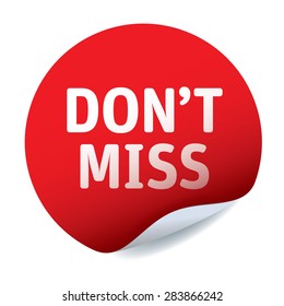 Red vector sticker text DON'T MISS