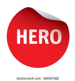 Red vector sticker text HERO