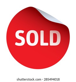Red vector sticker text SOLD
