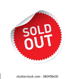 Red Vector Sticker And Text SOLD OUT. Isolated Outline Graphic Elements And Illustration. Stamp For Product.