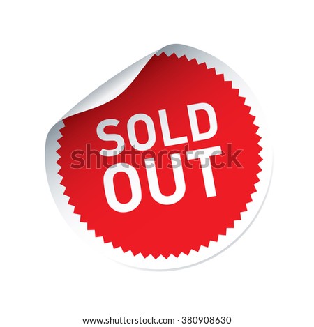 Red vector sticker and text SOLD OUT. Isolated outline graphic elements and Illustration. Stamp for product.