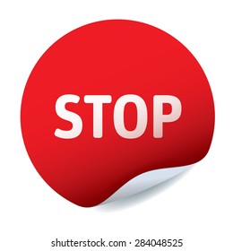 Red vector sticker text STOP