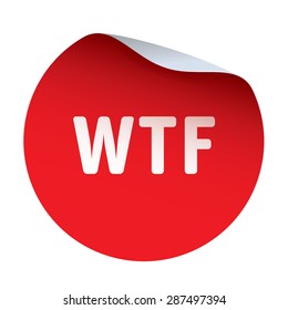 Red vector sticker text WTF
