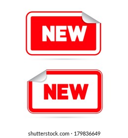 Red Vector Stickers - Labels with New Title 