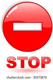 the red vector stop symbol on white