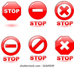 the red vector stop symbol on white