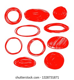 red vector  strokes of marker on white background 
