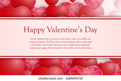 Red vector symbols of love in shape of heart background. Realistic design template can use wallpaper, element poster, greeting card, web banner for Valentine's Day