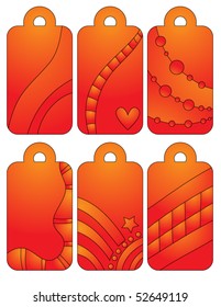 Red vector tag or label collection
