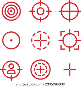 conjunto de iconos de punto de destino del vector rojo