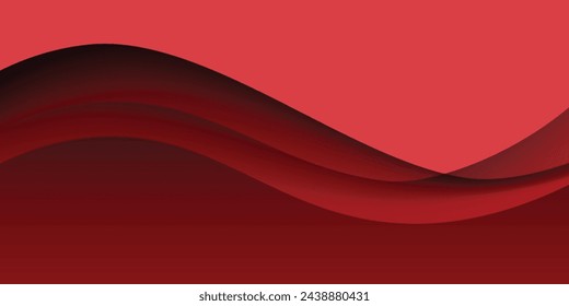 Red vector Template Abstract background with curves lines and shadow