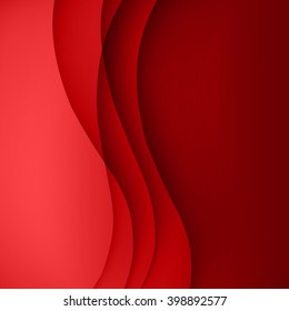 Red vector Template Abstract background with curves lines and shadow. For flyer, brochure, booklet and websites design.