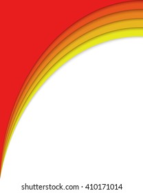 Red vector template abstract background with curves lines and shadow. For flyer, brochure, booklet and websites design.
