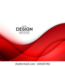 Red vector Template Abstract background with curves lines and shadow. For flyer, brochure, booklet and websites design