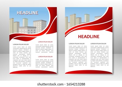 Red vector template design for business brochure, flyer, poster, booklet, presentation, annual report, magazine cover, team educational training. A4
