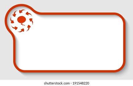 red vector text frame with arrows and speech bubble
