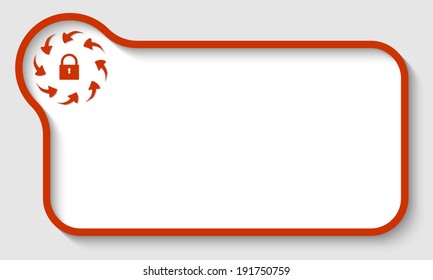 red vector text frame with arrows and padlock