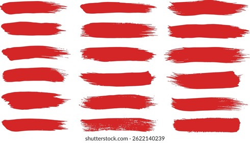 Red vector underlines, marker lines and squiggles. Hand-drawn swooshes, waves, circles, boxes