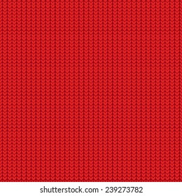 Red Vector Warm Christmas Seamless Knitting Textile Pattern. Abstract Background. Knitwear With No Ornament. Digital or Wrapping paper. 