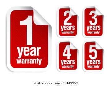 red vector warranty stickers set