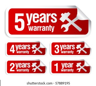 red vector warranty stickers set