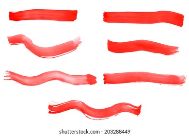 Red vector watercolor brushes. Essential elements for any grunge design. Can be easily recolored.