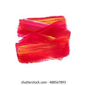 Red vector watercolor paint stain isolated on white