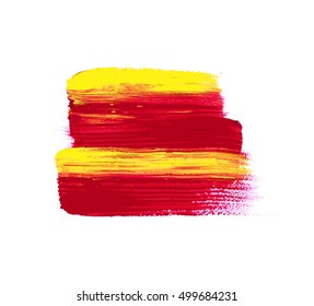 Red vector watercolor paint stain isolated on white