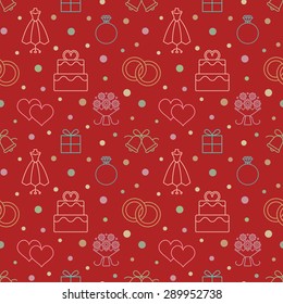 Red vector wedding related seamless pattern background