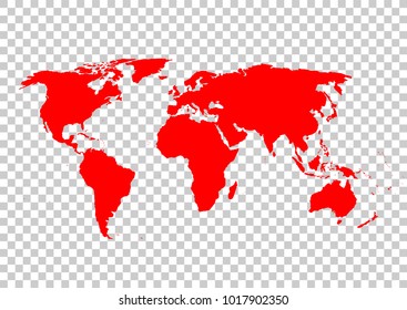 Red vector world map on grid background. Vector illustration.