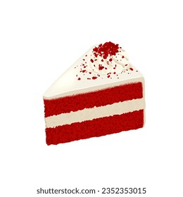 Red Velvet cake slice isolated vector illustration