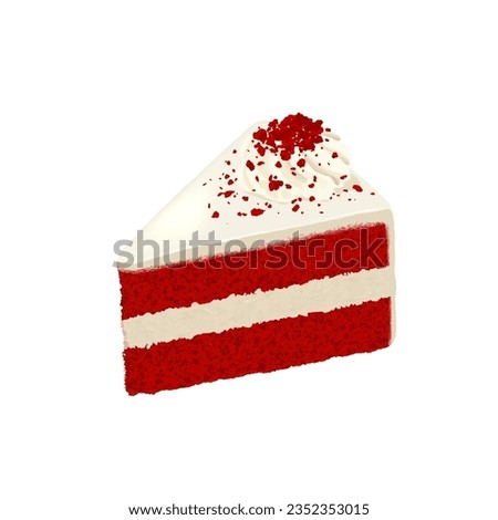 Red Velvet cake slice isolated vector illustration