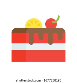 Red velvet cake vector illustration, flat design icon