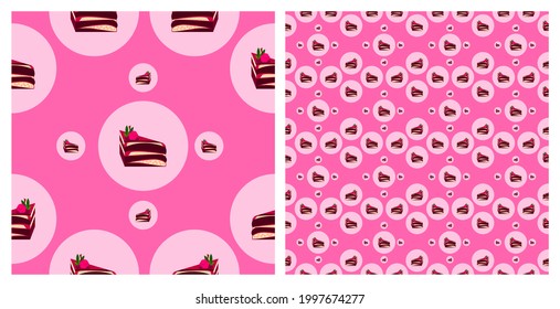 red velvet cake vector seamless pattern. Modern stylish abstract texture. perfect for wrappers, wallpapers, postcards, greeting cards, wedding invitations, romantic events.