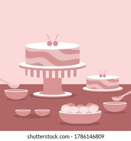 Red Velvet Cakes Simply Display Background Vector EPS 10